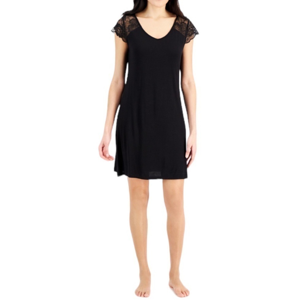 Charter Club Macy's Lace Trim Chemise Nightgown Black XS New